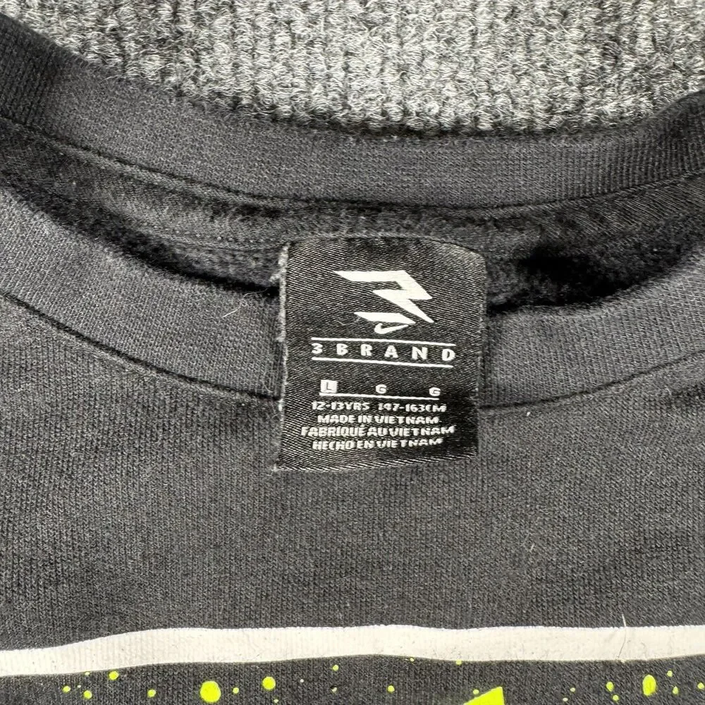 Nike Boys 3Brand Russell Wilson Crewneck Sweatshirt Black Neon Volt Graphic L